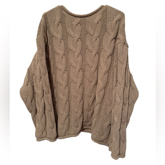 Zara Sweaters - Zara Oversized Cable Knit Sweater Pullover Brown / Tan Size Large Heavy